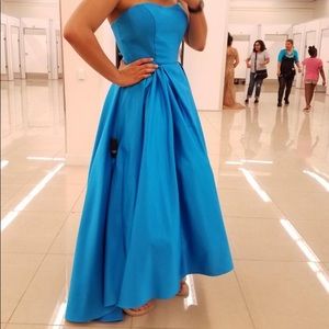 Cinderella blue strapless prom dress